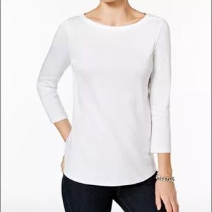 NWT Charter Club Prima Boatneck White 3/4 Tee